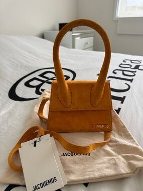 Jacquemus Medium Suede Top-Handle Bag in Mustard